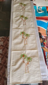 Handmade Embroidered Cotton <b>Table</b> <b>Runner</b> With Pink floral elephant Pattern Traditional Home Decor - Product Image 5