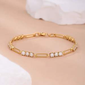 Pulsera de tenis de oro amarillo con diamantes para mujer – Diamantes cultivados en laboratorio con corte brillante redondo, regalo de joyería para mujer - Product Image 3