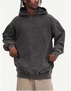 Sweat à capuche unisexe en molleton tricoté effet délavé avec logo imprimé DTG, grande taille, haute qualité, respirant - Product Image 3