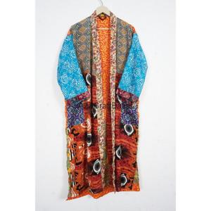 Robe de chambre élégante en soie japonaise patchwork respirante et douce pour femme – Printemps, été, hiver – Style vintage longue et pleine longueur pour la plage - Product Image 3