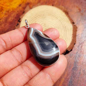 Colgante de Plata de Ley 925 con Ágata de Botsuana, Chapado en Oro, Hecho a Mano, Diseño Exclusivo, Regalo de Compromiso o Aniversario para Mujer - Product Image 1