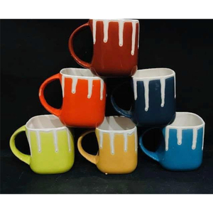 Ensemble de tasses à thé en céramique de porcelaine classique ColorDot en provenance d'Inde - Product Image 2