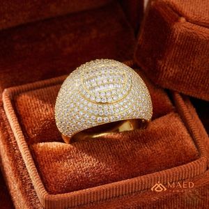 Anillo de Oro con Moissanita para Hombre, Estilo Iced Out, Anillo de Sello Ovalado con Corte Baguette y Redondo, Joyería de Lujo Hip Hop - Product Image 5