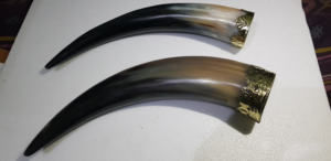 Handcrafted Eco-Friendly Viking Drinking Horn <b>Mug</b> Organic Material Unique Animal Style Polished Metal Stand Leather Belt <b>Holder</b> - Product Image 3