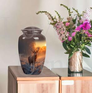Urna Conmemorativa Única con Diseño de Ciervo y Gramófono para Cenizas, Recuerdo Decorativo, Urna de Homenaje - Product Image 4