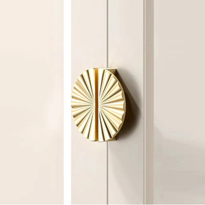 Semicircle Sunflower Brushed <b>Gold</b> Cabinet <b>Pulls</b>,Brass <b>Drawer</b> Handles Knobs,Half Round Kitchen Cabinet Handles Door Knobs - Product Image 6