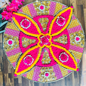 Plancher en bois MDF fait à la main indien Rangoli Diwali pièce maîtresse décor d'événement de mariage décor de fête Rangoli pour la maison - Product Image 6