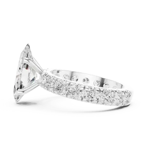 Bague de fiançailles en diamant de laboratoire taille marquise 3 carats, or massif 18 carats, avec large alliance éternité, certifiée IGI, VVS E-F - Product Image 6