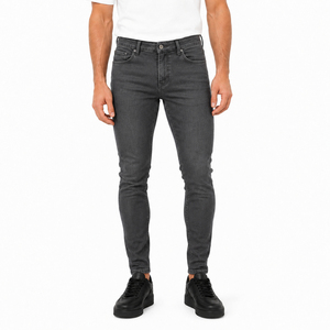 Jeans de Algodón para Hombre, Corte Slim Fit, Lavado Oscuro, Cintura Media, Cierre de Botones, Estilo Casual, Color Sólido, Bolsillos, Tejido Transpirable - Product Image 1