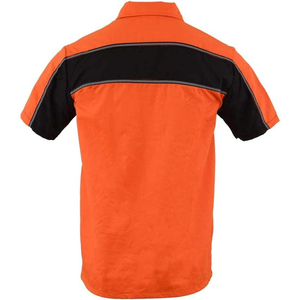 เสื้อเชิ้ตทำงานหนังสีดำสำหรับผู้ชาย ปี 2026 พร้อมกระดุมสีส้ม เสื้อทำงานช่างแบบคลาสสิก ทนทาน - Product Image 2