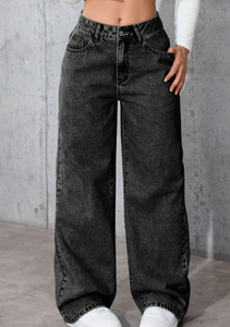 Pantalones Vaqueros de Mezclilla para Mujer, Cintura Alta, Pierna Ancha, Holgados, Transpirables, Largos, para Verano, Otoño y Primavera, Venta al Por Mayor - Product Image 5