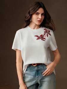 Camiseta con bordado de cuentas de moda, diseño Zen asiático, blanca, personalizable, superventas, para bautizo. - Product Image 6