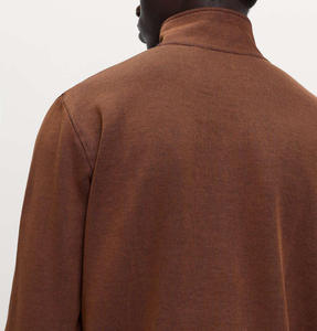 Sweat-shirts pour hommes de qualité supérieure, couleur marron foncé, coupe ample, demi-zip, tissu personnalisable, grammage lourd, manches longues, pull-over - Product Image 6