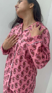 Ensemble de pyjama pour femmes à imprimé floral, manches longues, 100% coton, vêtements de nuit doux, longueur intégrale, col en V, décontracté, été, automne - Product Image 2