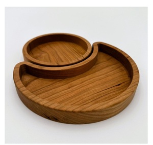 Assiette de service en bambou, forme irrégulière, couleur unie, design minimaliste, vaisselle écologique pour les collations et les apéritifs, les nachos et le dip - Product Image 2