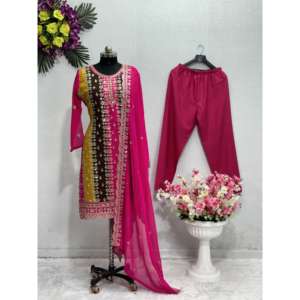 Conjunto de traje de fiesta para mujer de diseñador elegante Pent y Dupatta Top - Product Image 1