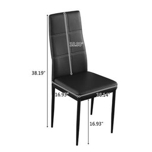 Set di 4 Eleganti Sedie da Pranzo Bianche con Cuscini Neri, Schienale Decorato a 6 Griglie, in Tessuto e Ferro, per Soggiorno - Product Image 2