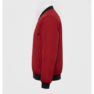 Chaqueta Bomber Roja para Hombre con Bordado AD, Cierre de Cremallera, Cuello Camisero, Ropa Casual de Otoño - Product Image 4