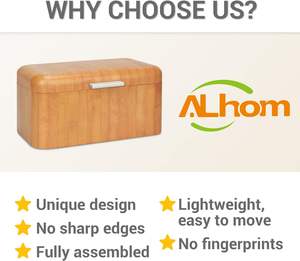 Boîte à pain en acier inoxydable avec design imitation bois, boîte à pain vintage en métal pour comptoir de cuisine, grand bac de rangement pour pain - Product Image 2