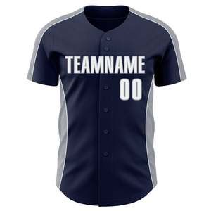 Uniforme de Béisbol de Manga Corta Color Gris Marino, Directo de Fábrica, en Poliéster Interlock Premium, con Colores, Logotipos y Nombres Personalizados - Product Image 2