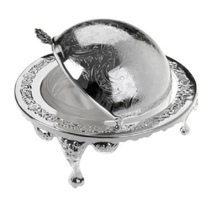 Soupière grecque élaborée en argent avec têtes de bélier et pieds en forme de patte, un centre de table majestueux disponible à prix de gros. - Product Image 4