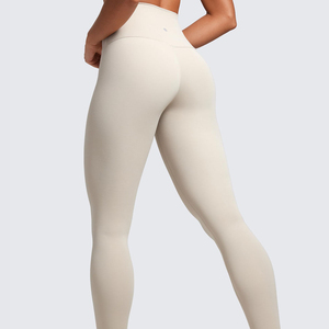 High Demand Women's Elastic Waist Yoga Unique Style Soft Breathable Solid <b>Leggings</b> Wholesale OEM Service <b>Hot</b> Selling - Product Image 6