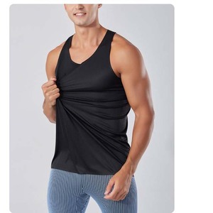 Camiseta sin mangas de punto de color sólido para hombre, cuello redondo, de secado rápido, deportiva, para entrenamiento, fitness, gimnasio, disponible en varios colores - Product Image 4