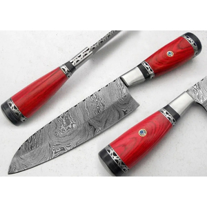 Cuchillo de Chef Personalizado Hecho a Mano por Burraq Ecommerce, Hoja de Acero de Damasco de 7 Pulgadas y 3.0 mm de Grosor, Funda de Cuero, Nuevo - Pakistán - Product Image 5