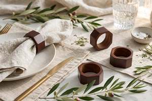 <b>Personalized</b> Modern Eco-Friendly Wooden <b>Napkin</b> Rings with Engraved Name Customizable Width Round Table Decor for <b>Wedding</b> Dining - Product Image 4