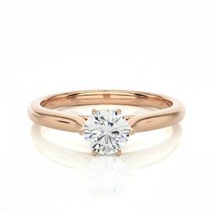 Bague de fiançailles en or rose massif 9 carats avec diamant de laboratoire taille brillant rond, certifiée IGI, alliance de mariage moderne - Product Image 2