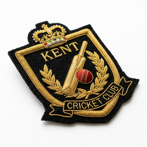 Private Label Hand Embroidered Bullion Badge Custom Cricket Sports Club Crest Gold Wire Blazer Patch Academy Emblem Bulk - Product Image 2