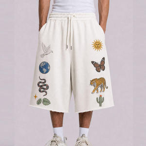 Shorts de survêtement premium pour hommes avec broderie tigre, style gothique, streetwear, en molleton épais, fabricant OEM - Product Image 5