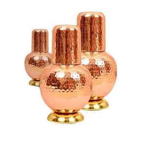 Vaso Surahi de Cobre Ayurvédico Saludable de 650 ml para Beber Directamente con Tapa, Apto para Uso en Automóvil, Lavable en Lavavajillas y Ecológico - Product Image 1