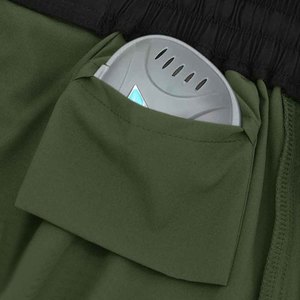 Shorts de sport pour homme vert olive à séchage rapide / Taille élastique mi-haute en tissu tricoté couleur unie style décontracté longueur courte - Product Image 5