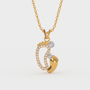 Collier pendentif empreinte de bébé en diamant de laboratoire pour femme, or 10K 14K 18K et argent 925 935, bijoux fins - Product Image 2