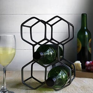 Porte-bouteilles à vin décoratif en fer durable pour le rangement de la collection de vins et la présentation sur table - Product Image 1