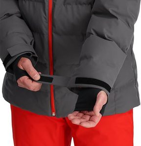 Chaqueta Acolchada Gris para Hombre, con Cremallera Roja, Capucha, Impermeable, Cortavientos, Ropa de Invierno, Manga Larga, Color Sólido, Relleno de Poliéster - Product Image 3