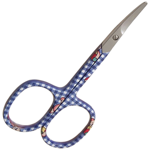 Tijeras de Manicura de Acero Inoxidable con Mango a Cuadros Azules, Hoja Curva Afilada, Tijeras para Recortar Cutículas, Proveedor OEM ODM - Product Image 5