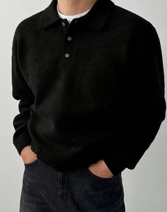 Suéter de cuello para hombre, estilo informal, de alta gama, para otoño/invierno, cárdigan de invierno, capa interior, top base, tejido transpirable, liso - Product Image 2