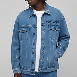 Nouvelle veste en jean vintage délavée tendance hiver 2026 pour homme, style streetwear, avec plusieurs poches avant, coupe longue - Product Image 5