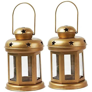 Antique Collection Hanging <b>Lantern</b> Lamps Tealight Holder Iron <b>Lantern</b> for Living Room Home Decoration <b>Set</b> of 2 - Product Image 1