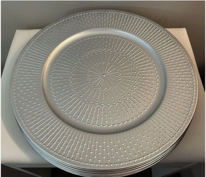 Exotic and exclusive with premium quality product with beautiful flora design Silver Geometric Mandala Embossed <b>Metal</b> <b>plate</b> - Product Image 1