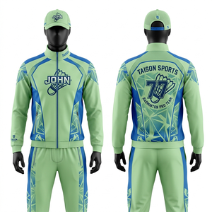 Traje de Entrenamiento Premium para Hombre, 280 GSM, Poliéster y Spandex, Diseño con Paneles en Verde y Azul, Transpirable, Secado Rápido, Cierre con Cremallera, Sublimación, Logotipo Personalizado - Product Image 6