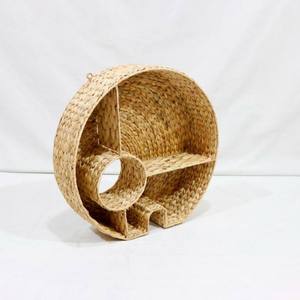 <b>Rustic</b> style water hyacinth wall <b>shelf</b> kid nursery room woven rattan floating racks unique elephant design wall crafts supplier - Product Image 3
