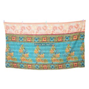 Indian Vintage Cotton Kantha Handmade Bedspread Blanket Indian Reversible Hand Stitched Heavy <b>Throw</b> Old Sari Blanket Patch Work - Product Image 4