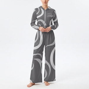Conjunto Deportivo de Moda para Mujer, Sudadera con Estampado, Chaqueta Corta con Cierre, Pantalones Anchos, Ropa Deportiva - Product Image 1