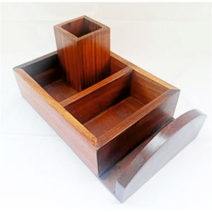 Organizador de Cubiertos de Madera con Múltiples Compartimentos, Porta Servilletas para Mesa de Comedor, Caja de Almacenamiento para Botellas de Salsa, Organizador de Escritorio de Madera - Product Image 5