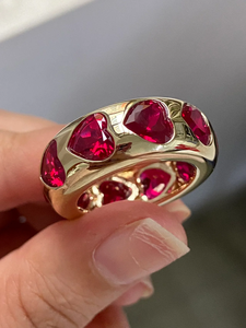 Bague en diamant exquise, bague en rubis taille cœur, or 14 carats, bijoux romantiques de mariage pour femmes - Product Image 6