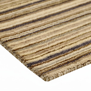 Tapis à rayures horizontales en laine beige, marron, taupe, écologique, antidérapant, texturé, neutre, pour salon, chambre, hôtel - Product Image 6