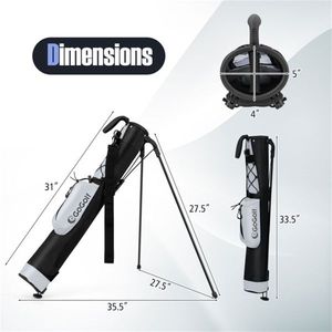 Borsa da Golf Portatile a Doppio Trasporto con Tasca con Cerniera e Portabottiglie, con Tracolla Grigia e Nera e Maniglia Superiore - Product Image 2